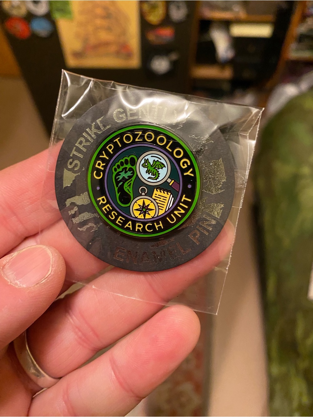 Brand New in Packaging Strike Gently Cryprozoology Research Unit Enamel Pin